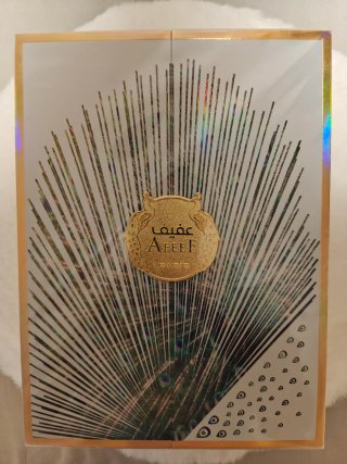 Lattafa Afeef Perfume Dorado con Pavos Reales