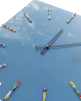 Orologio da parete in vetro cristallo blu zaffiro