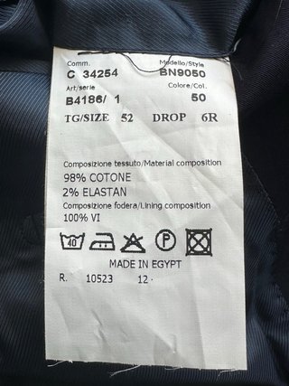 Abito Sartoriale Uomo Nardelli Cotone Blu Taglia 5