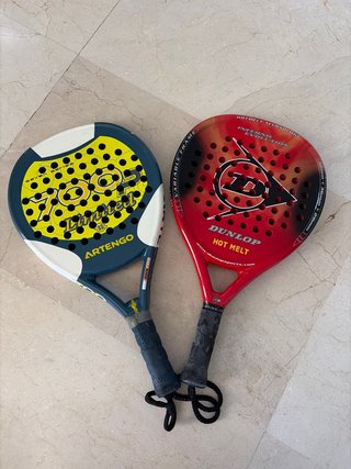 Palas de pádel Artengo y Dunlop y mochila