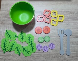Set ensalada madera juego cocina