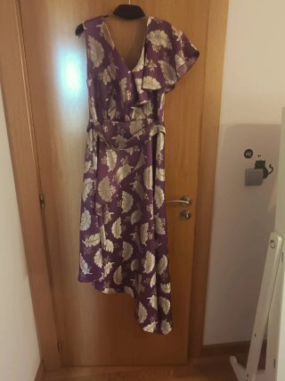Vestido fiesta asimétrico bordado talla M,