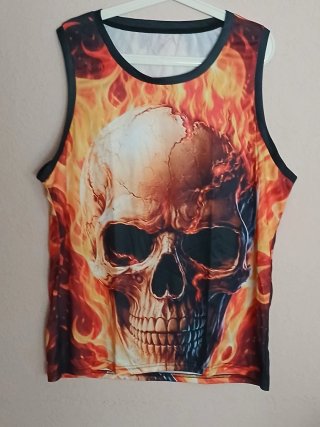 Camiseta sin mangas calavera fuego