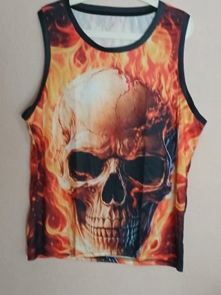 Camiseta sin mangas calavera fuego