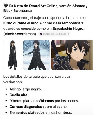 Vestido Anime Kirito Espadachín Negro + Peluca