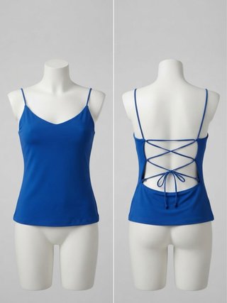 Top azul con tirantes y espalda cruzada