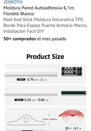 Moldura Autoadhesiva Flexible Blanca 6,1m