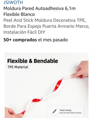 Moldura Autoadhesiva Flexible Blanca 6,1m