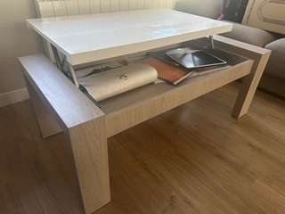 Mesa de Salón Blanca y Madera 120x60