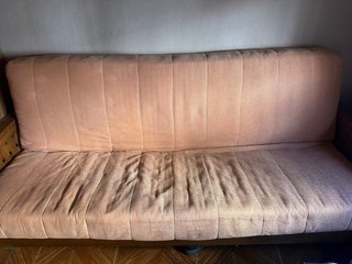 Sofá Cama Tela y Madera