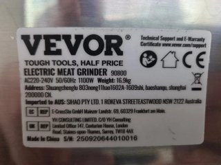 Picadora de Carne VEVOR Acero Inoxidable