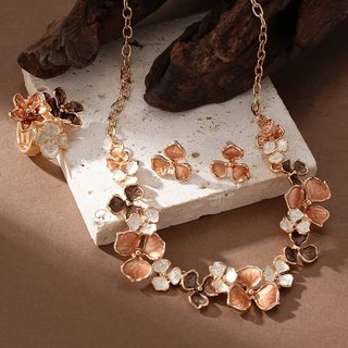 Conjunto de esmalte: anillo, collar y pendientes