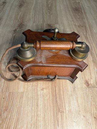 Teléfono Antiguo Madera y Bronce