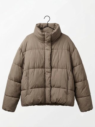 Chaqueta plumífera H&M gris oliva