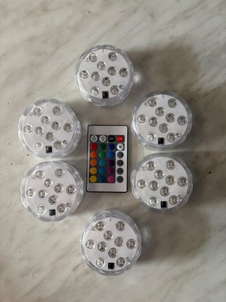 Lote 6 luces LED sumergibles control remoto