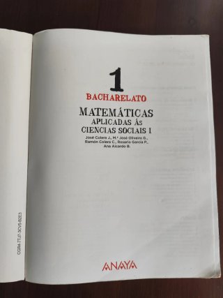Libro Matemáticas Aplicadas 1º Bachillerato