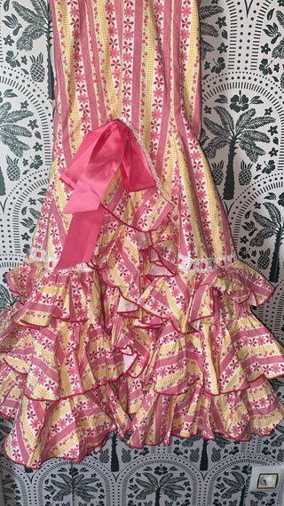 Traje de flamenca niña rosa y amarillo Talla 8/10