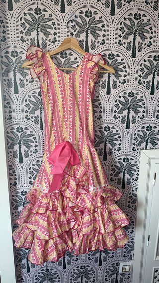 Traje de flamenca niña rosa y amarillo Talla 8/10