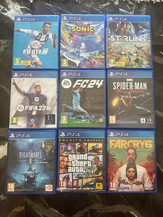 Lote 9 Juegos PS4: FIFA, Sonic, Starlink, FC24,Gta