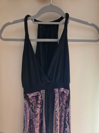 Vestido hippie negro y morado