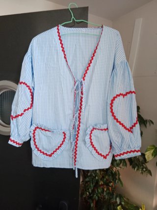 Blusa Mango Talla M  Azul y Rojo