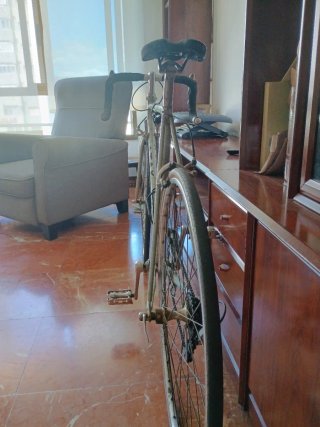 Bicicleta de carretera plateada