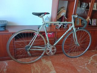 Bicicleta de carretera plateada