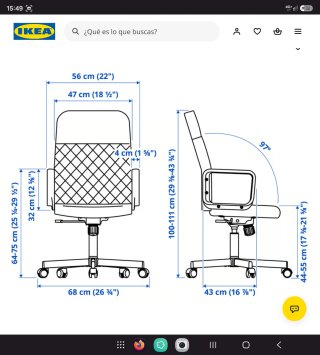 Silla giratoria Ikea RENBERGET negra
