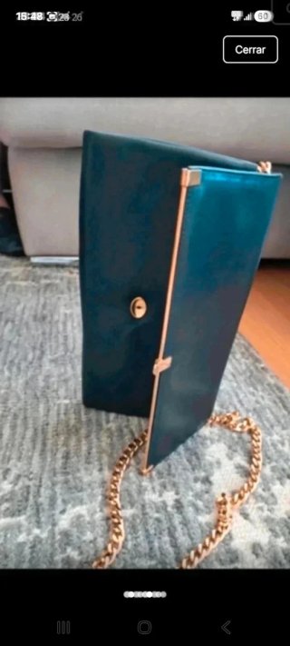Bolso vintage azul marino cadena dorada