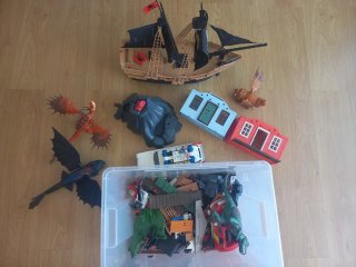 Lote Playmobil Variado Barco Dragones Volcán