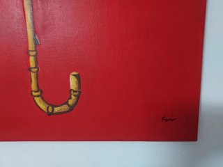 Lienzo pintado a mano paraguas y vaso