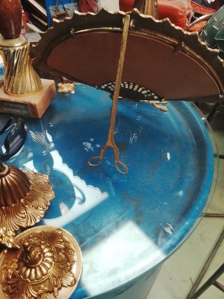 Espejo antiguo decorativo metal y cristal