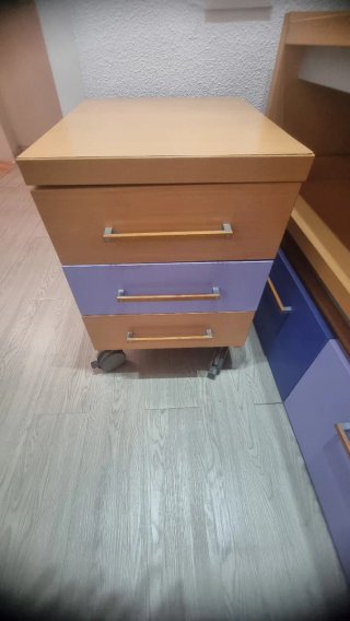 Cama Nido Madera Azul y Morado