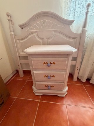 Cabecero cama 90-105 y mesita madera