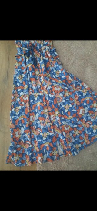 Vestido Springfield floral azul y naranja