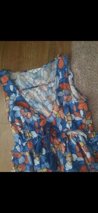 Vestido Springfield floral azul y naranja
