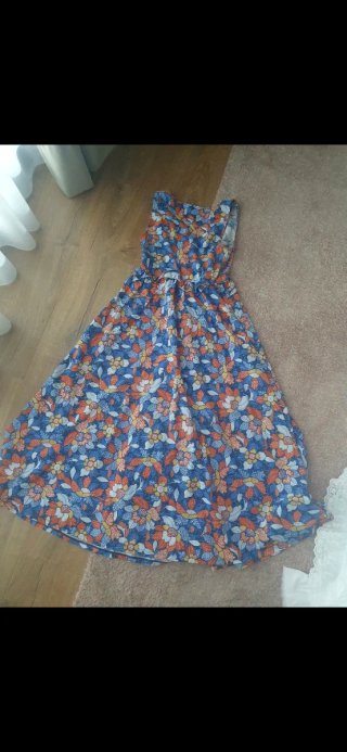 Vestido Springfield floral azul y naranja