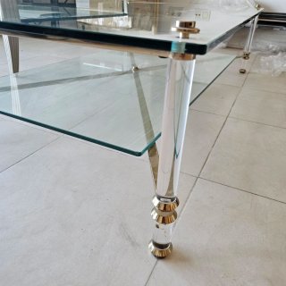 Mesa de centro cristal y metal