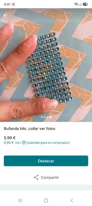 Collar/Bufanda azul  abajo plastico plata