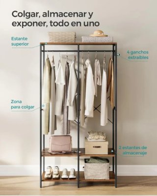 SONGMICS Armario de Ropa Portátil Perchero