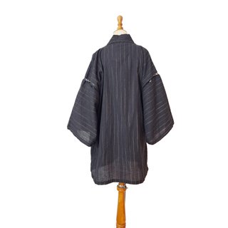 Jinbei / Chaqueta kimono algodón y cáñamo negro L