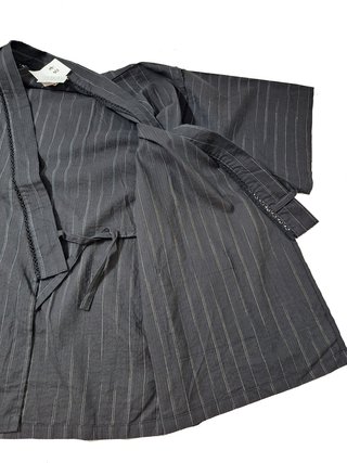 Jinbei / Chaqueta kimono algodón y cáñamo negro L