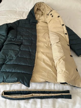 Plumífero reversible R.V. mujer verde/beige
