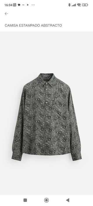 Camisa fluida estampada Zara Talla L. Gris.