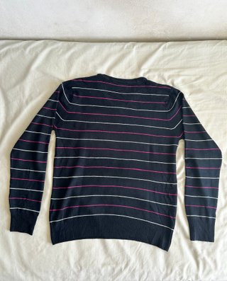 Jersey Lacoste rayas negro y fucsia