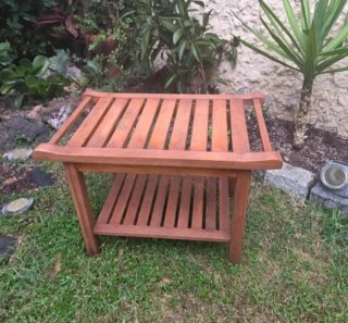 Mesa auxiliar / Banco de madera de Teca (Restaurad