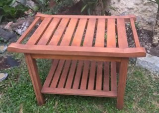 Mesa auxiliar / Banco de madera de Teca (Restaurad