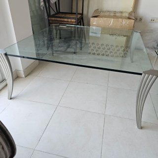 Mesa de centro cristal y metal