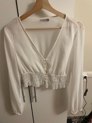 Blusa crop blanca Stradivarius Talla M