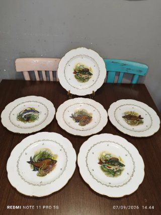 LIMOGES 6 Platos Porcelana Francesa VINTAGE